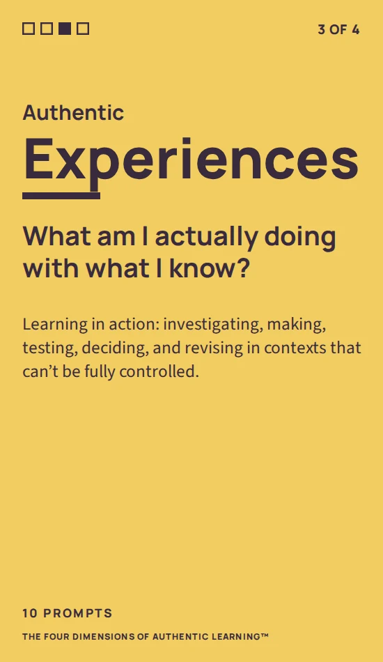 Dimension card for Authentic Experiences